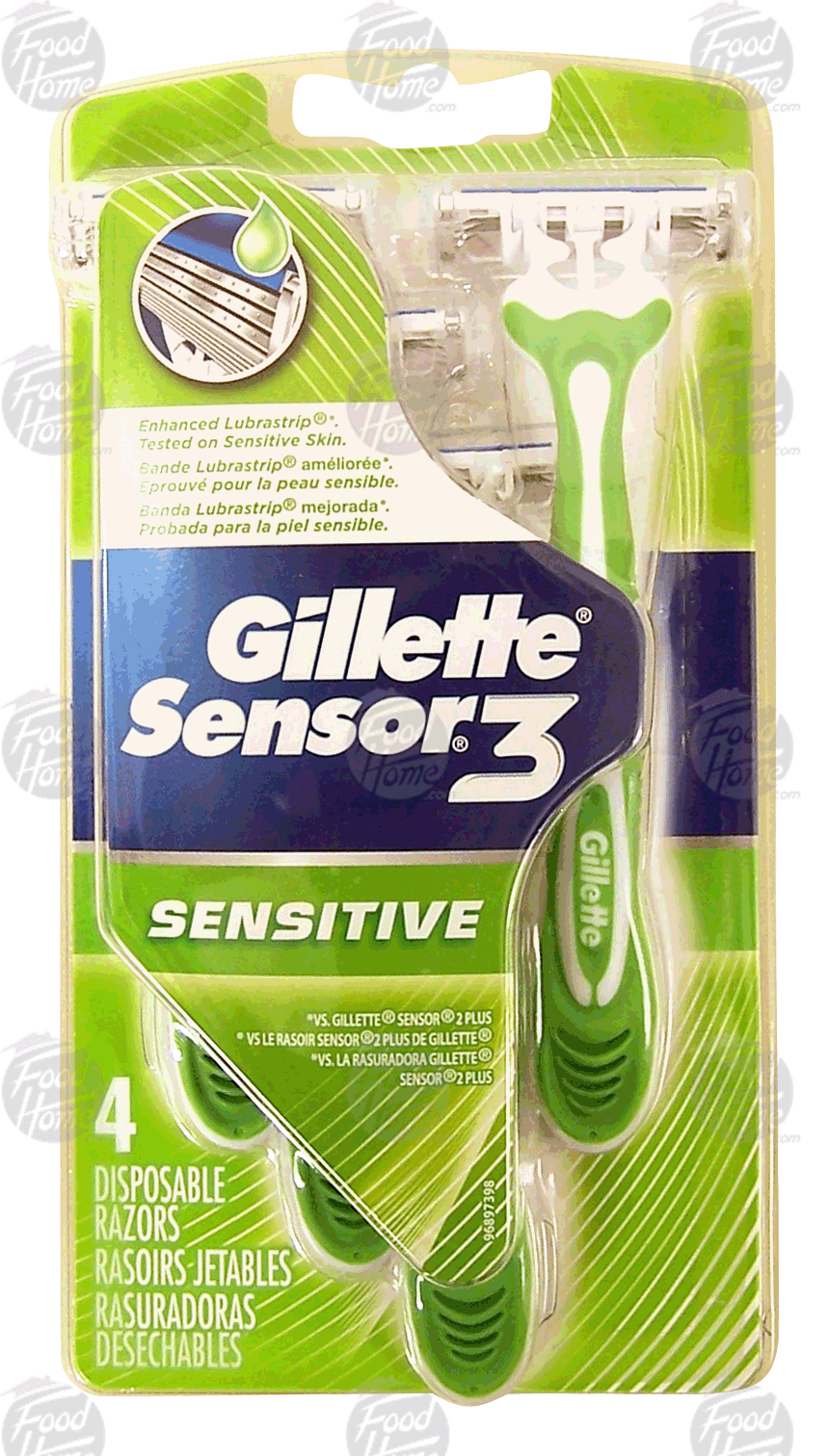 Gillette Sensor 3 disposable 3 blade razors, non-slip handle Full-Size Picture